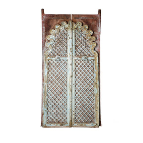 Vermillion Painted Mica Indian Peacock Doors - 18thC