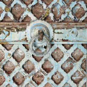 Vermillion Painted Mica Indian Peacock Doors - 18thC