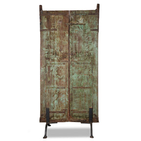 Vermillion Painted Mica Indian Peacock Doors - 18thC