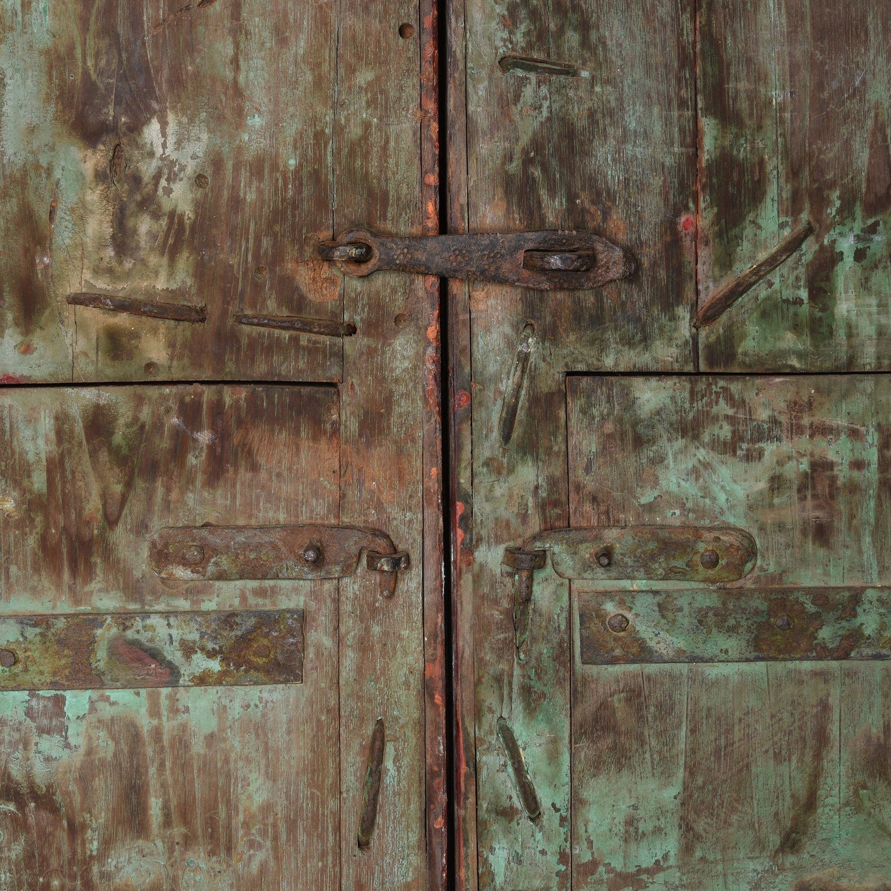 Vermillion Painted Mica Indian Peacock Doors - 18thC