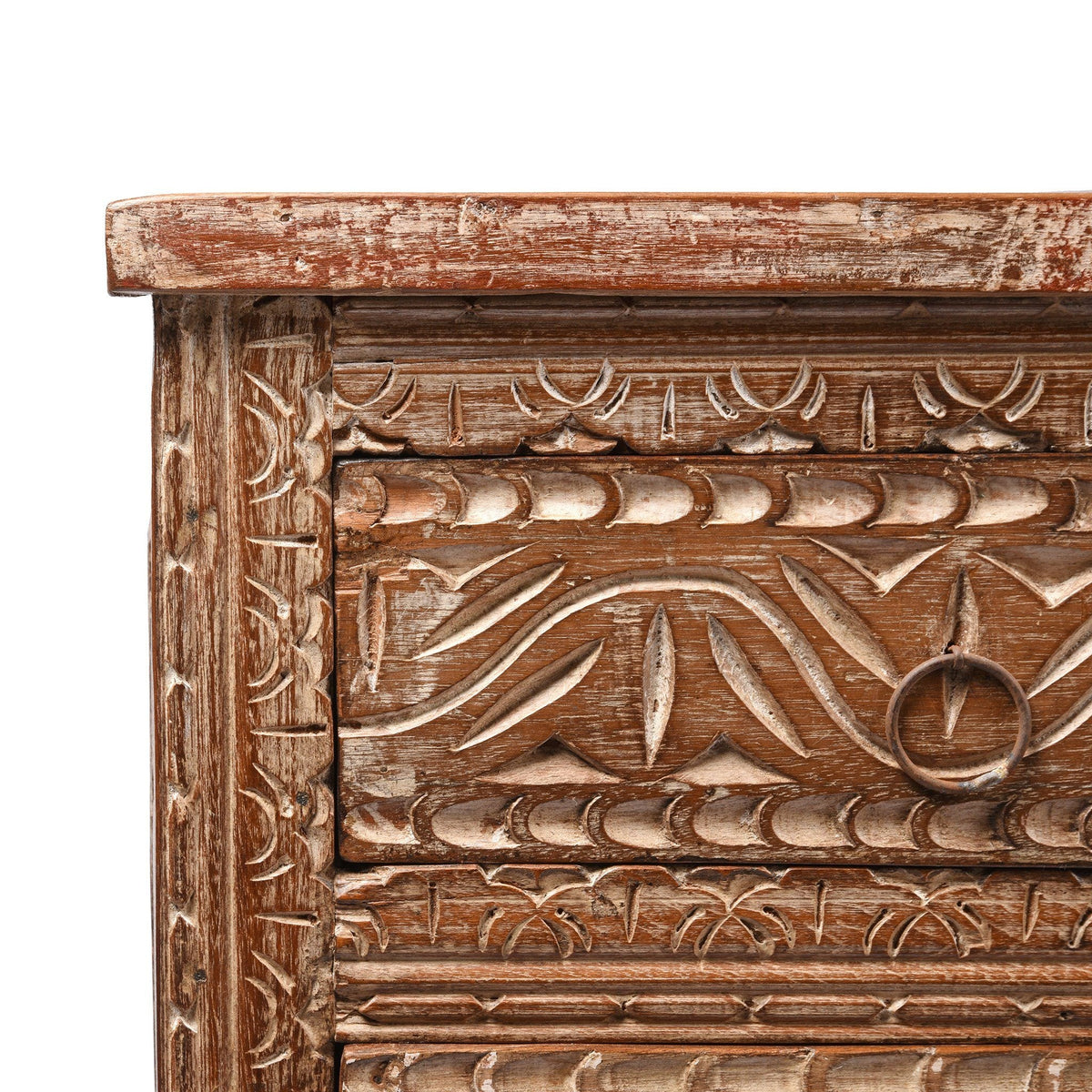 Bedside Cabinet Made From Reclaimed Carved Teak
