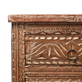 Bedside Cabinet Made From Reclaimed Carved Teak
