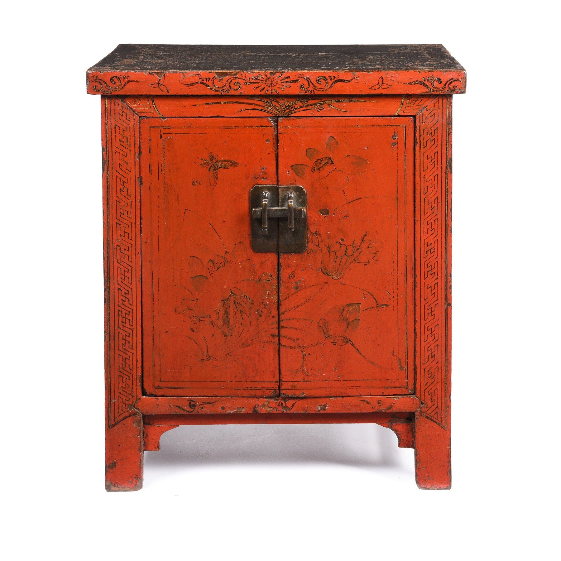 Chinese Red Lacquer Bedside Cabinet from Shanxi - Early 19thC