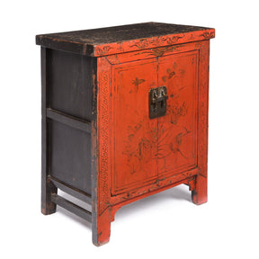 Chinese Red Lacquer Bedside Cabinet from Shanxi - Early 19thC