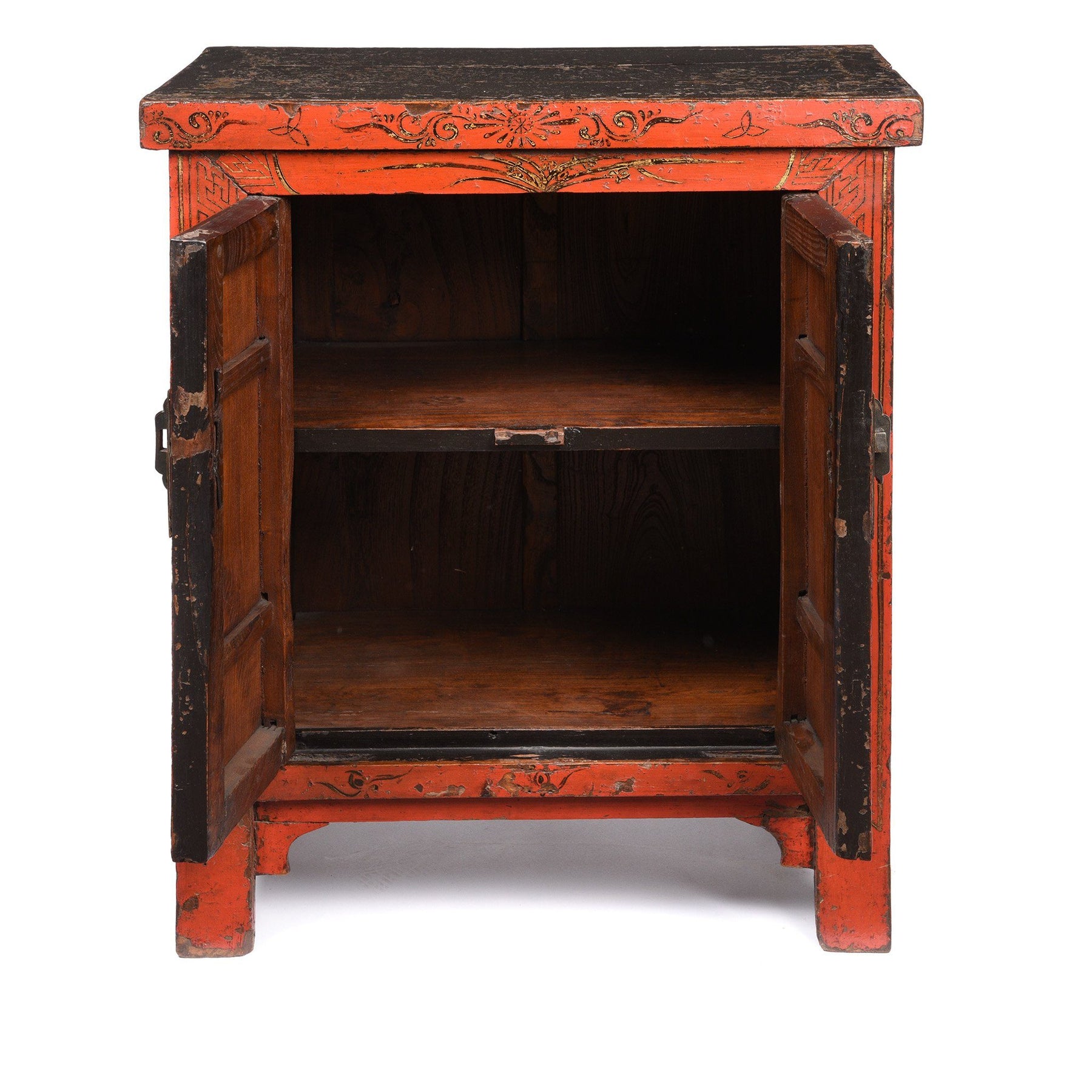 Chinese Red Lacquer Bedside Cabinet from Shanxi - Early 19thC
