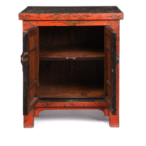 Chinese Red Lacquer Bedside Cabinet from Shanxi - Early 19thC