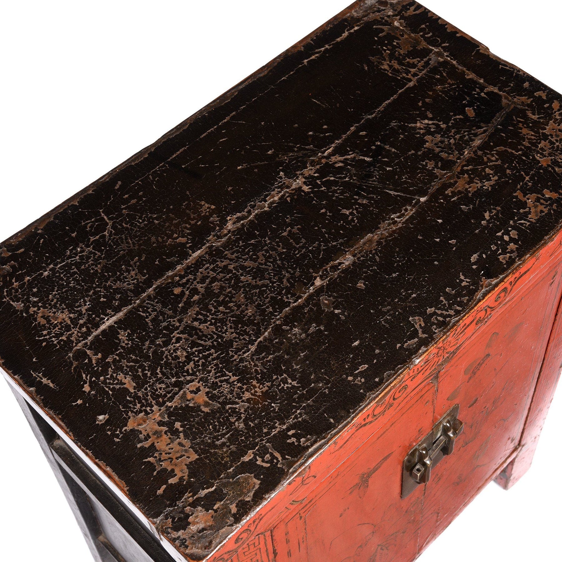 Chinese Red Lacquer Bedside Cabinet from Shanxi - Early 19thC
