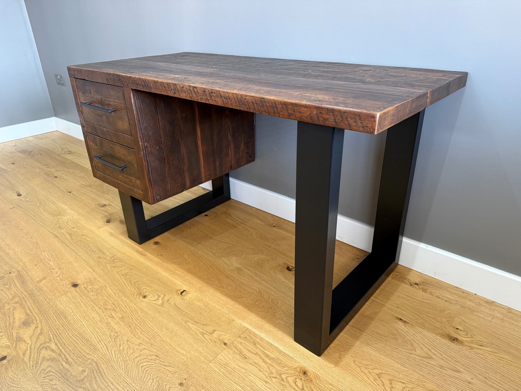 Cavendish Small Desk with matt black metal - Mocha - Ex-Display