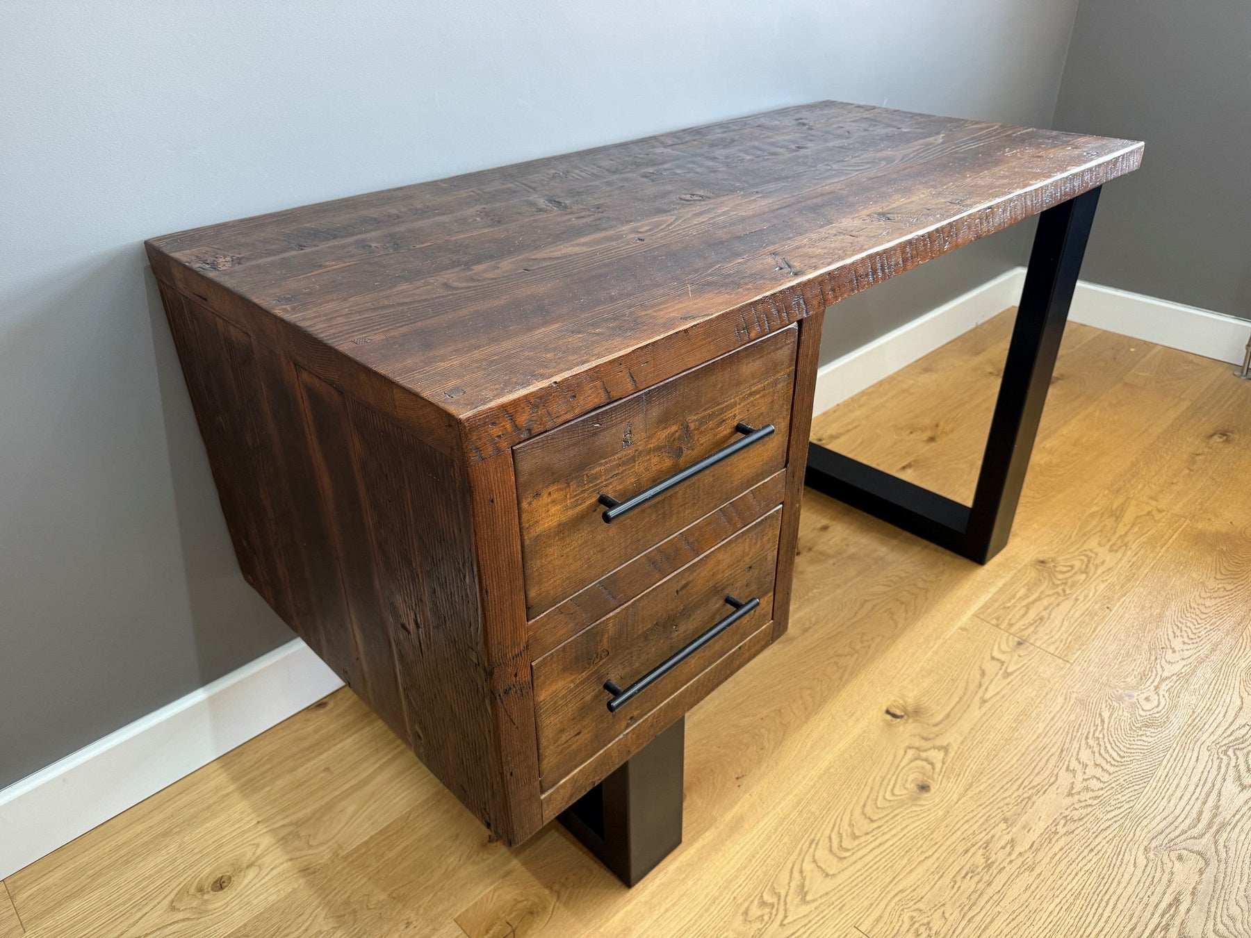 Cavendish Small Desk with matt black metal - Mocha - Ex-Display