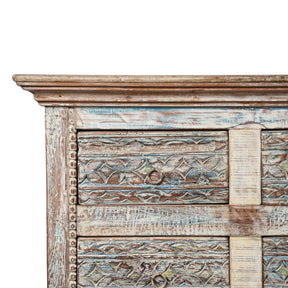 Carved Chest Of 12 Drawers Made From Reclaimed Teak