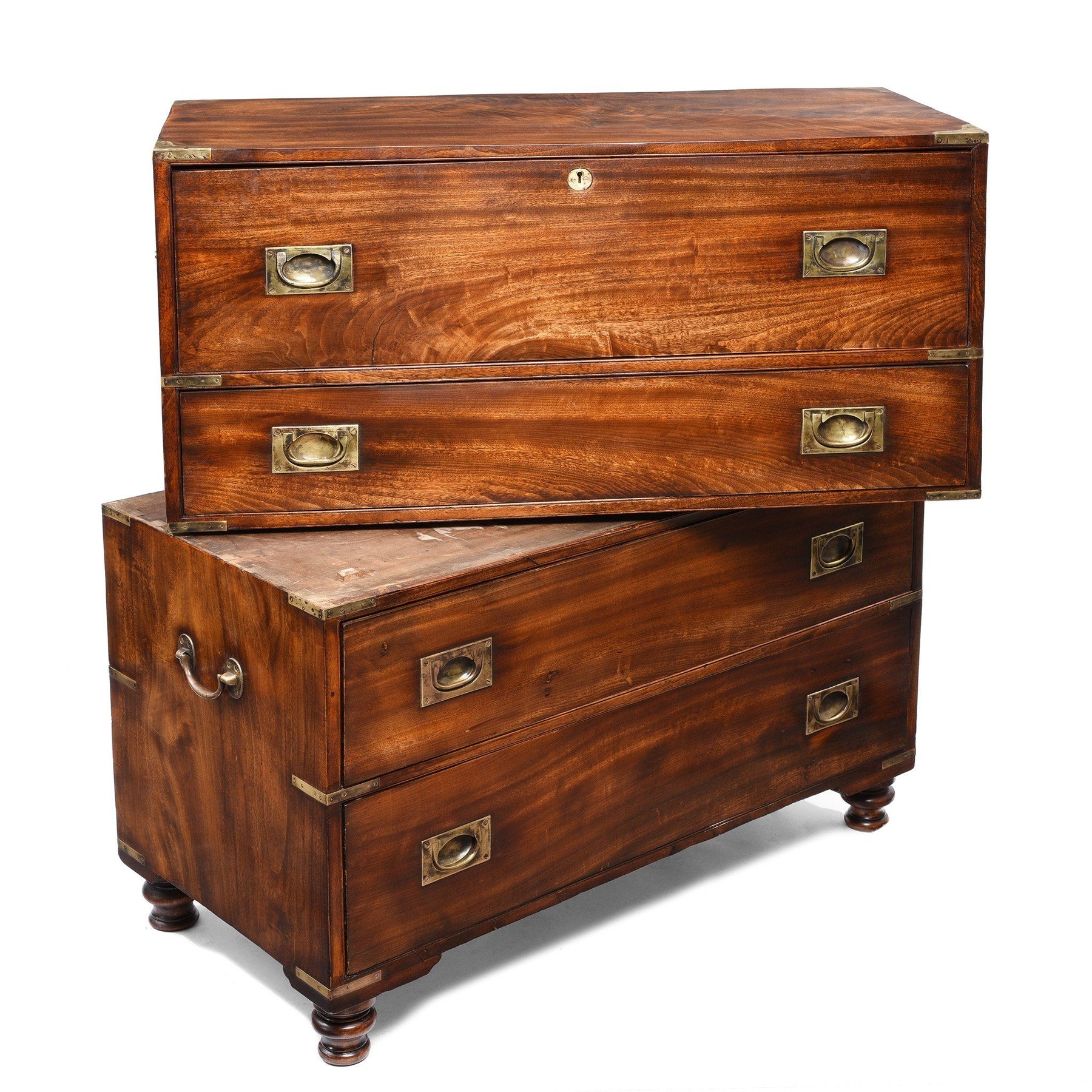 Chinese Export Secretaire Campaign Chest - Ca 1865