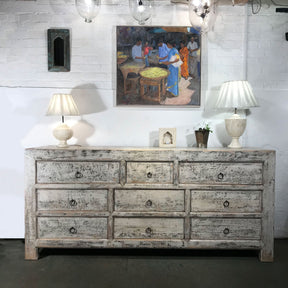 Painted 9 Drawer Sideboard From Mongolia Made From Reclaimed Wood