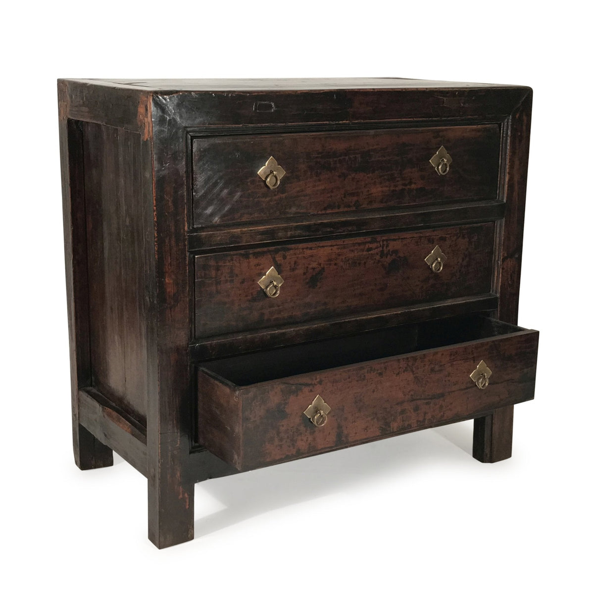 Walnut 3 Drawer Chest Of Drawers from Gansu - 19thC