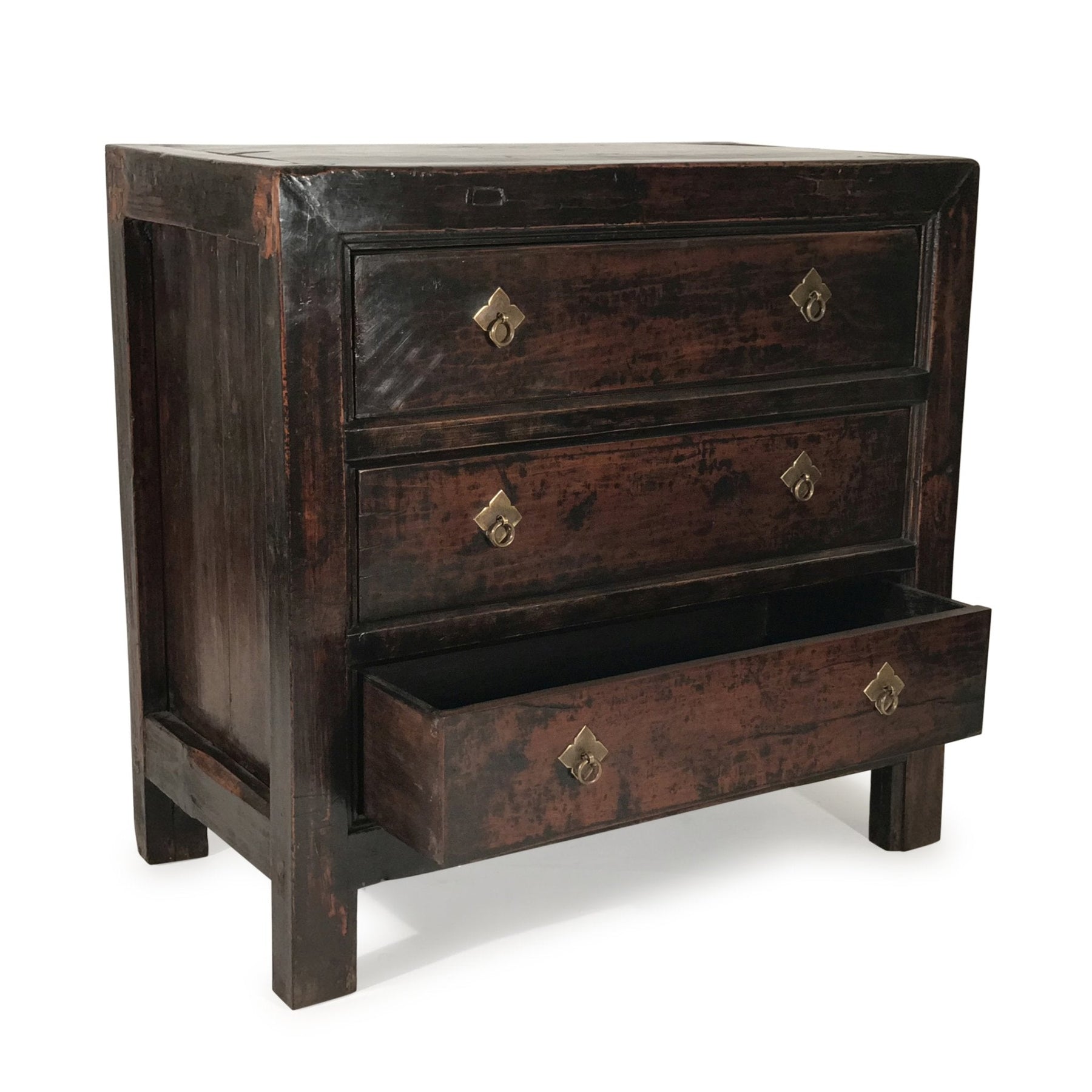 Walnut 3 Drawer Chest Of Drawers from Gansu - 19thC