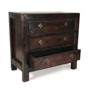Walnut 3 Drawer Chest Of Drawers from Gansu - 19thC