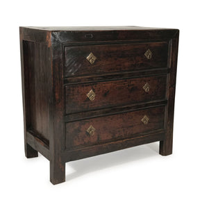 Walnut 3 Drawer Chest Of Drawers from Gansu - 19thC