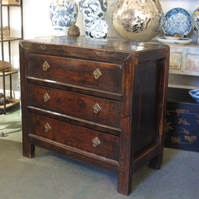 Walnut 3 Drawer Chest Of Drawers from Gansu - 19thC
