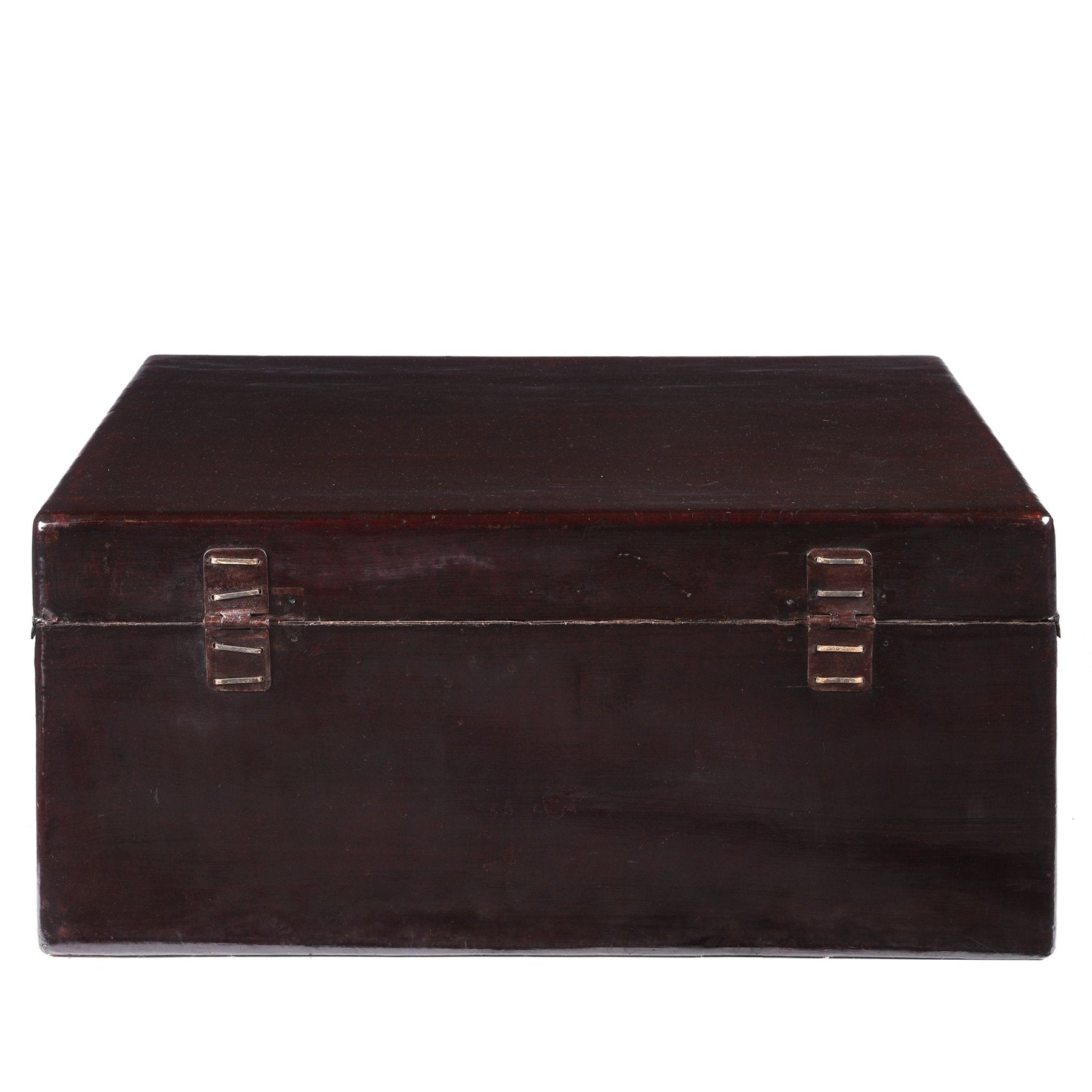 Aubergine Leather Trunk From Shanghai - Ca 1920