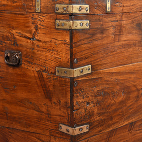 Brass Bound Indian Military Chest From Rajasthan  -19thC