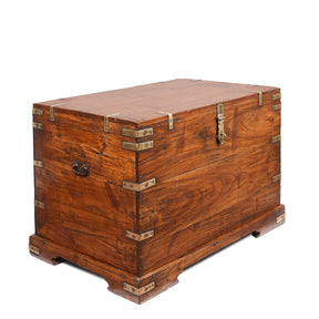 Brass Bound Indian Military Chest From Rajasthan  -19thC
