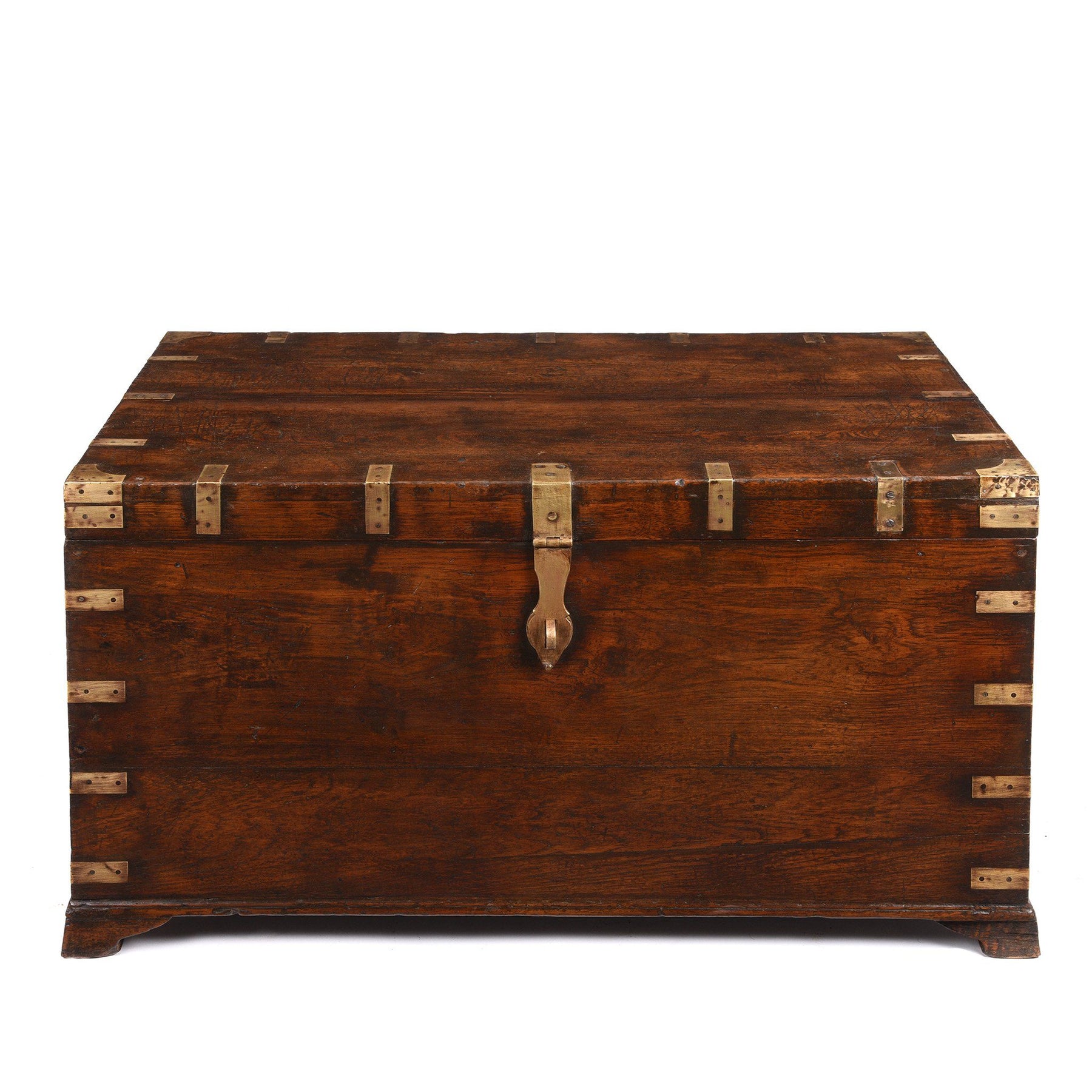Brass Bound Indian Teak Military Chest - 19thC