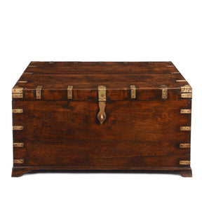 Brass Bound Indian Teak Military Chest - 19thC
