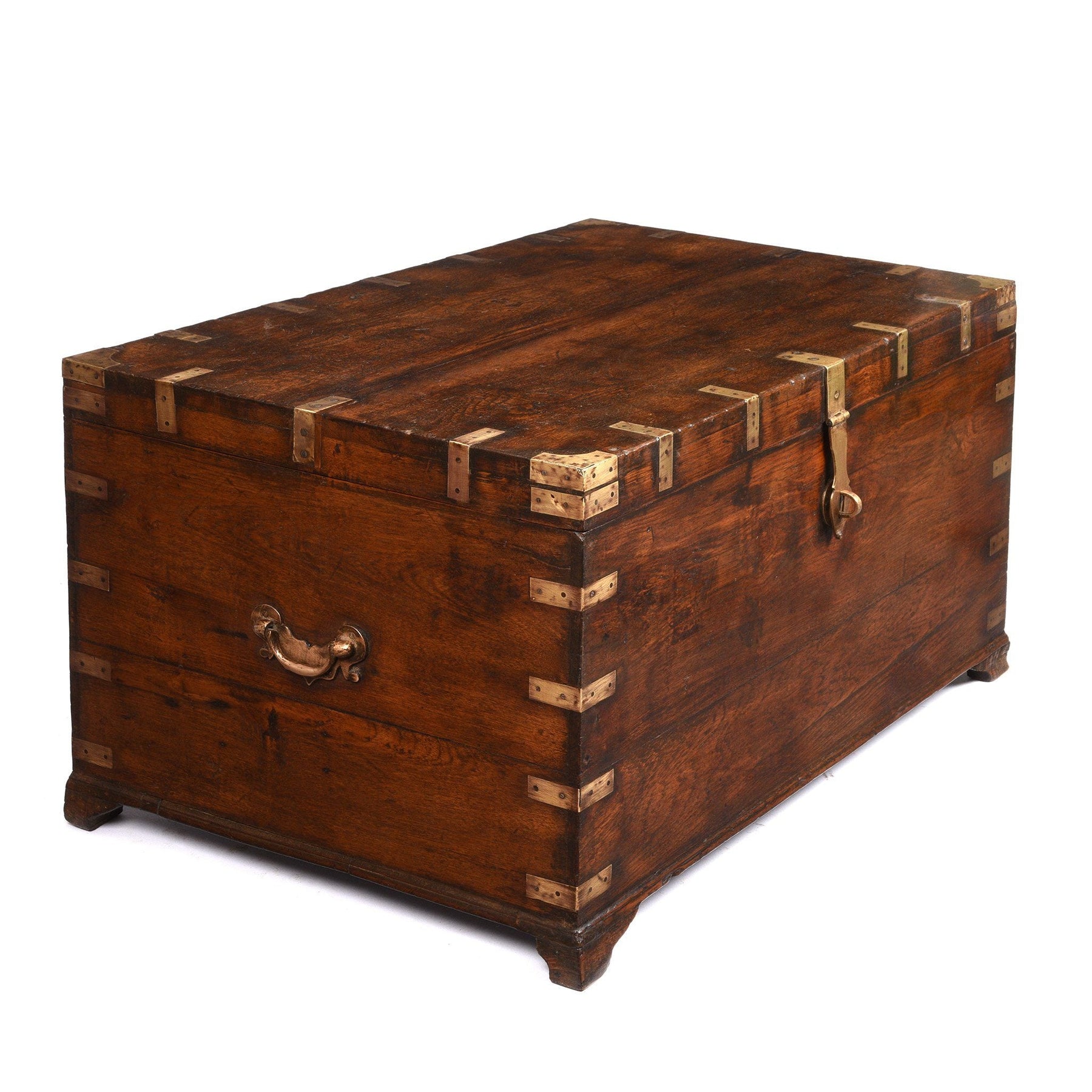 Brass Bound Indian Teak Military Chest - 19thC