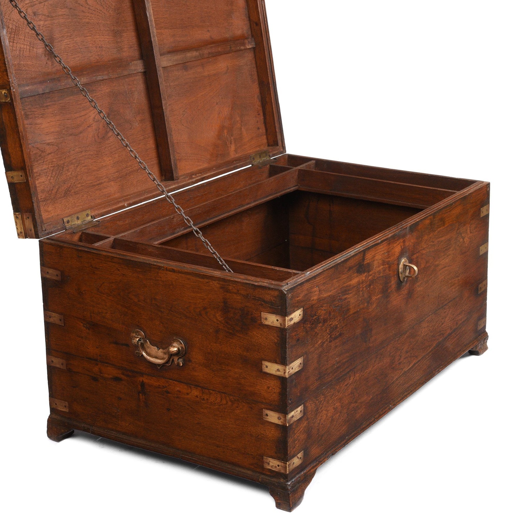 Brass Bound Indian Teak Military Chest - 19thC
