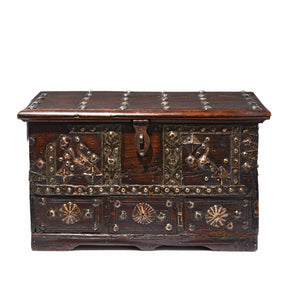 Brass Bound  Rosewood Jewellery Box From Kutch - 19Th C