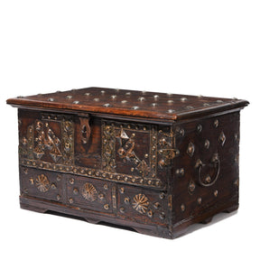 Brass Bound  Rosewood Jewellery Box From Kutch - 19Th C