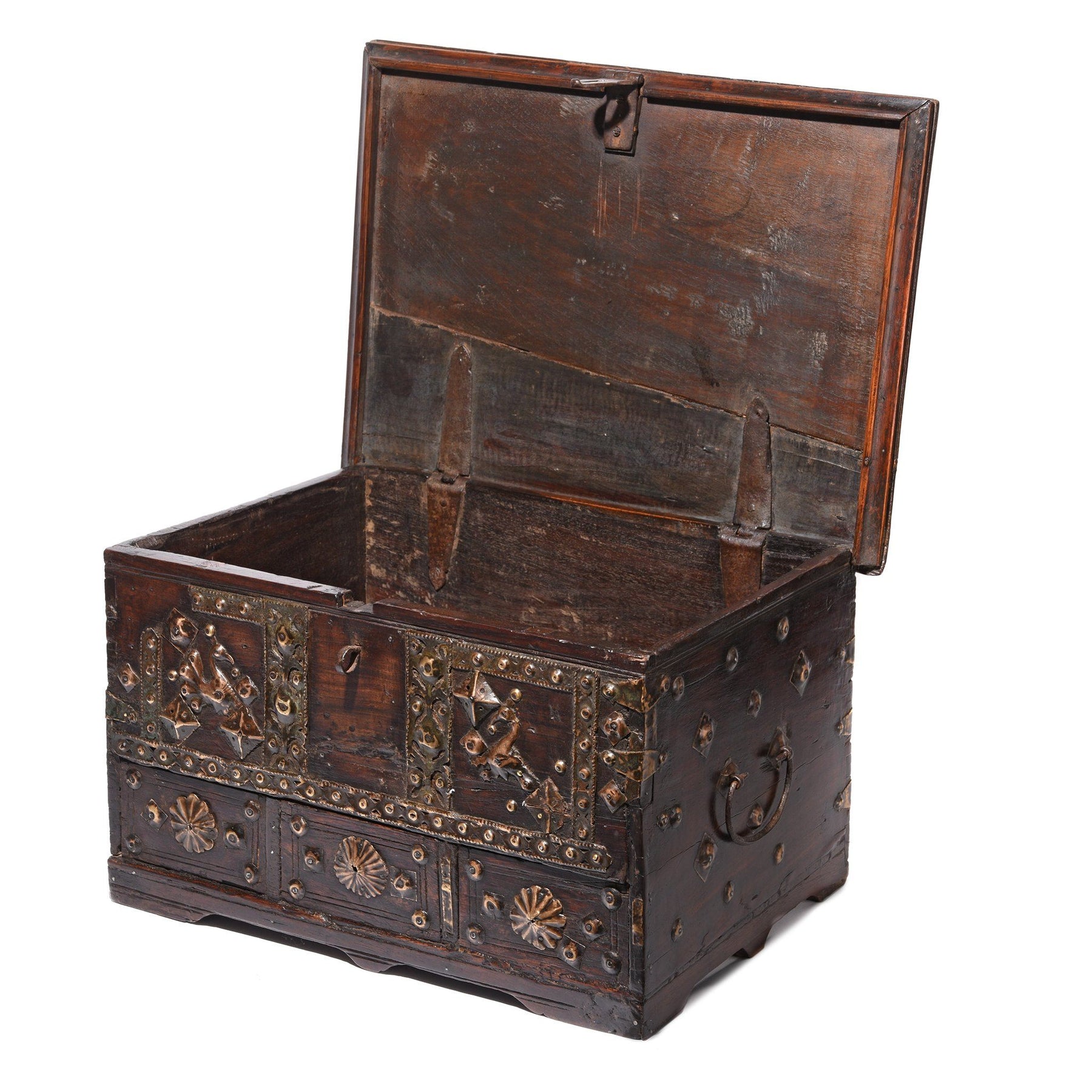 Brass Bound  Rosewood Jewellery Box From Kutch - 19Th C