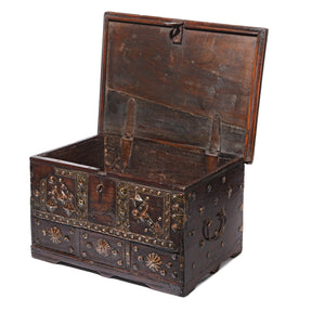 Brass Bound  Rosewood Jewellery Box From Kutch - 19Th C
