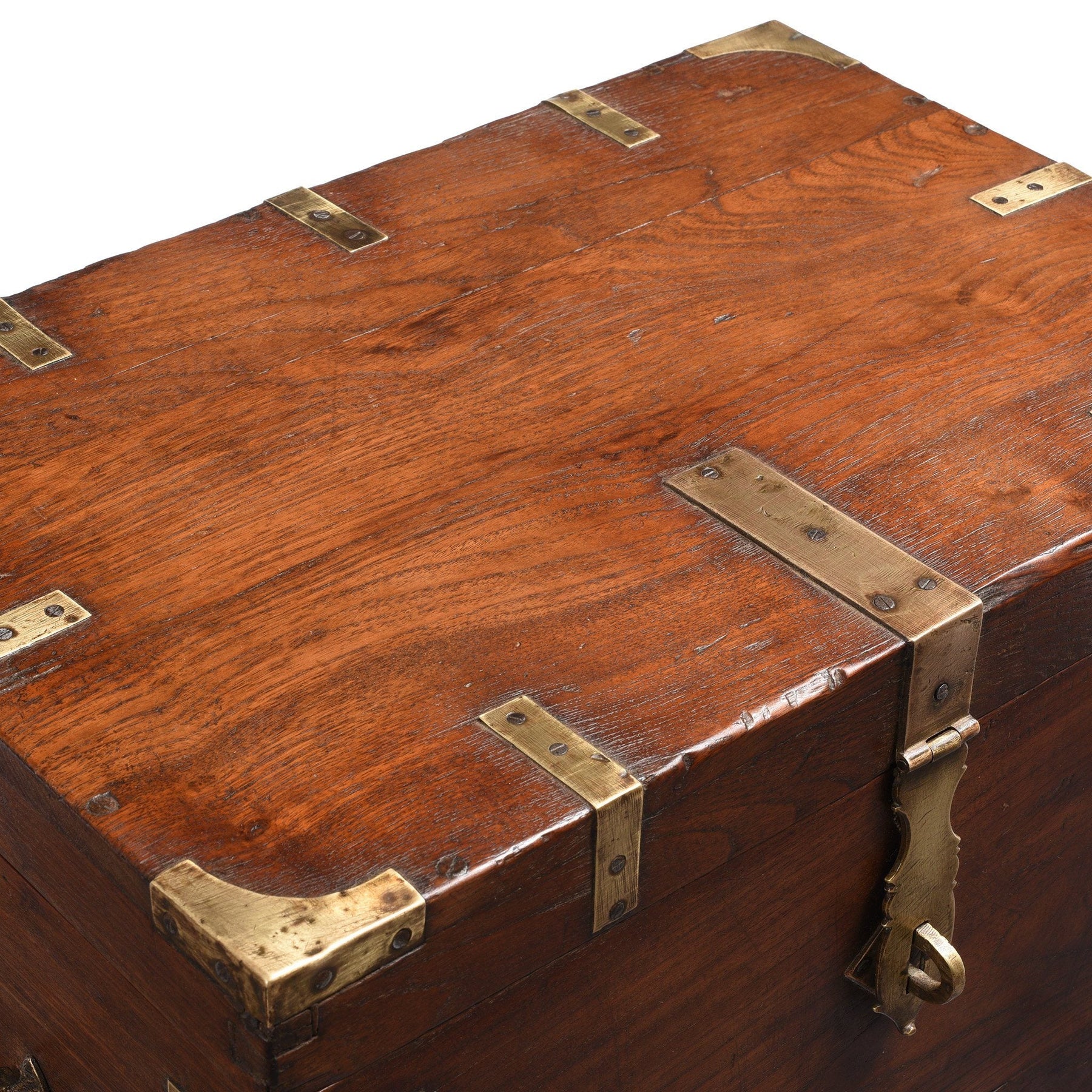 Brass Bound Teak Indian Military Chest, Rajasthan -19thC