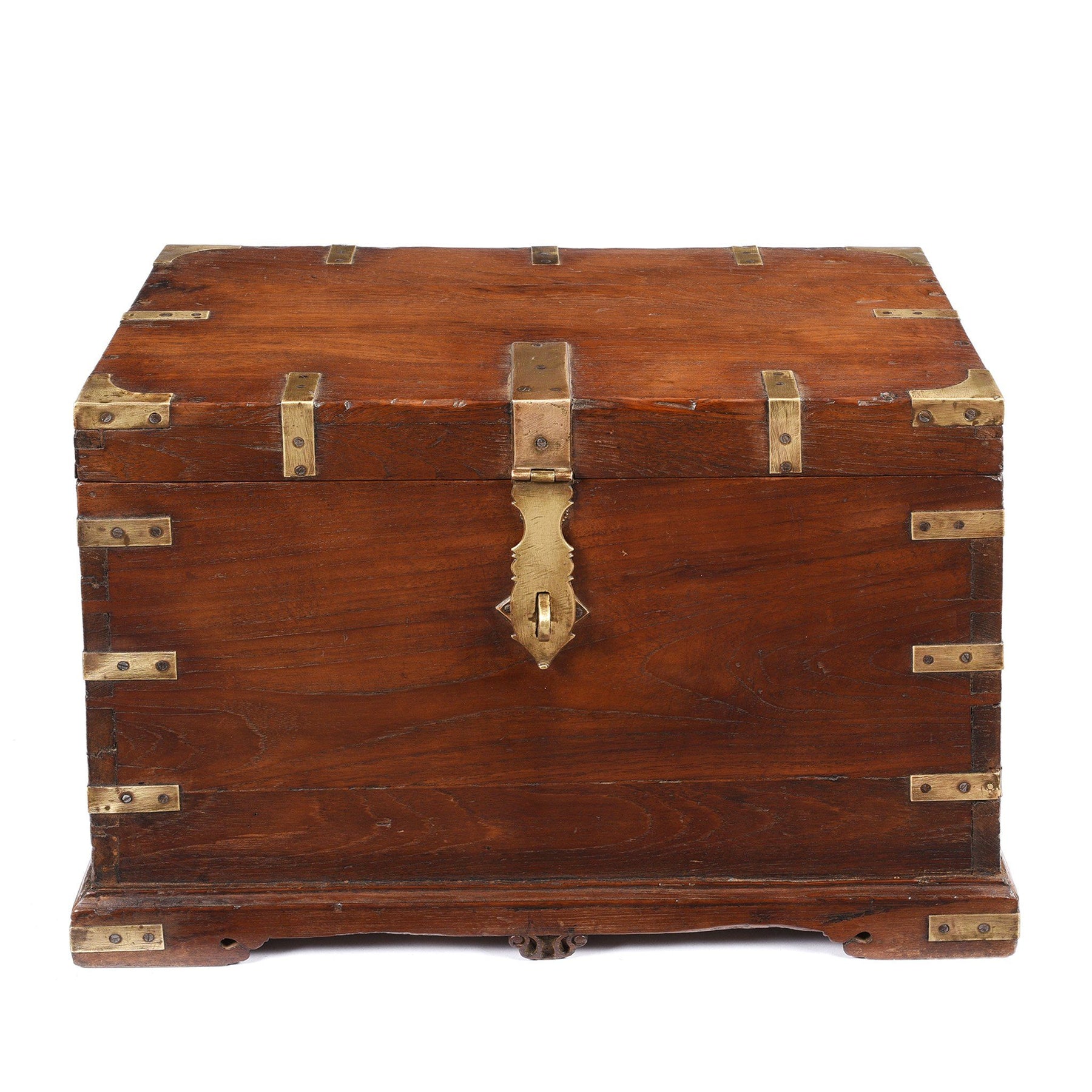 Brass Bound Teak Indian Military Chest, Rajasthan -19thC