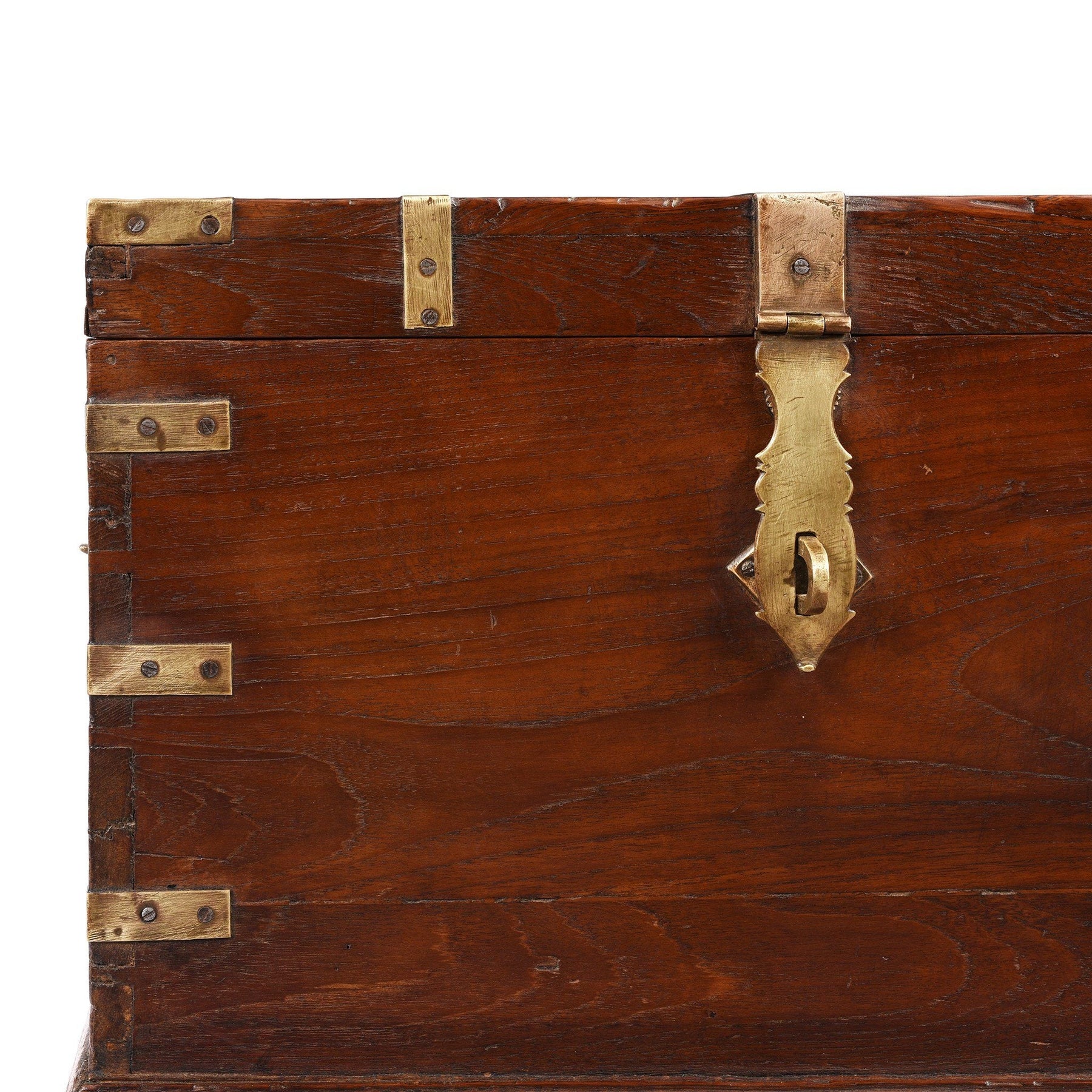 Brass Bound Teak Indian Military Chest, Rajasthan -19thC