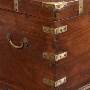 Brass Bound Teak Indian Military Chest, Rajasthan -19thC