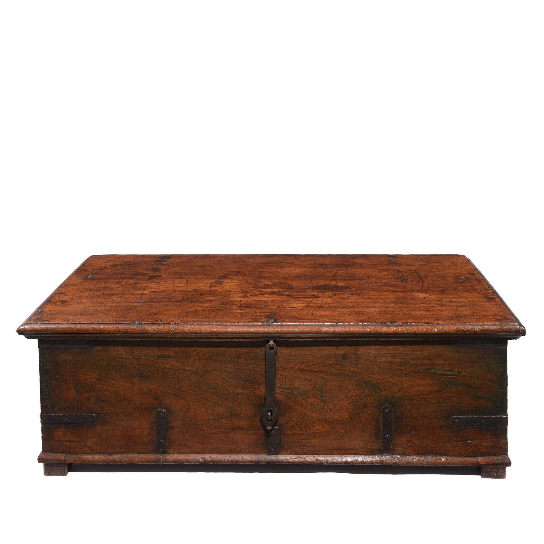 Iron Bound Teak Chest From Gujarat - 19thC