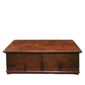 Iron Bound Teak Chest From Gujarat - 19thC