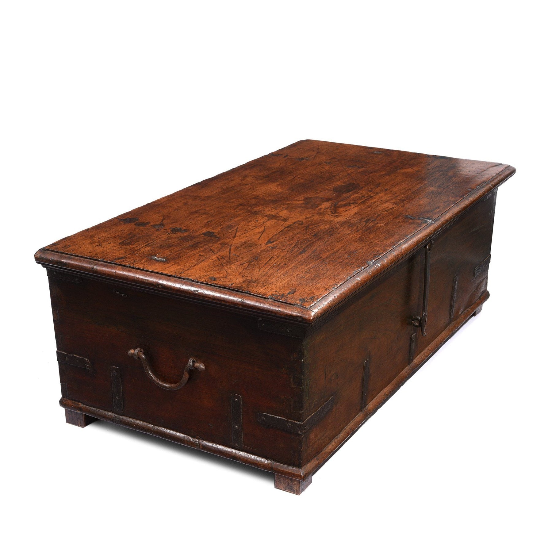 Iron Bound Teak Chest From Gujarat - 19thC