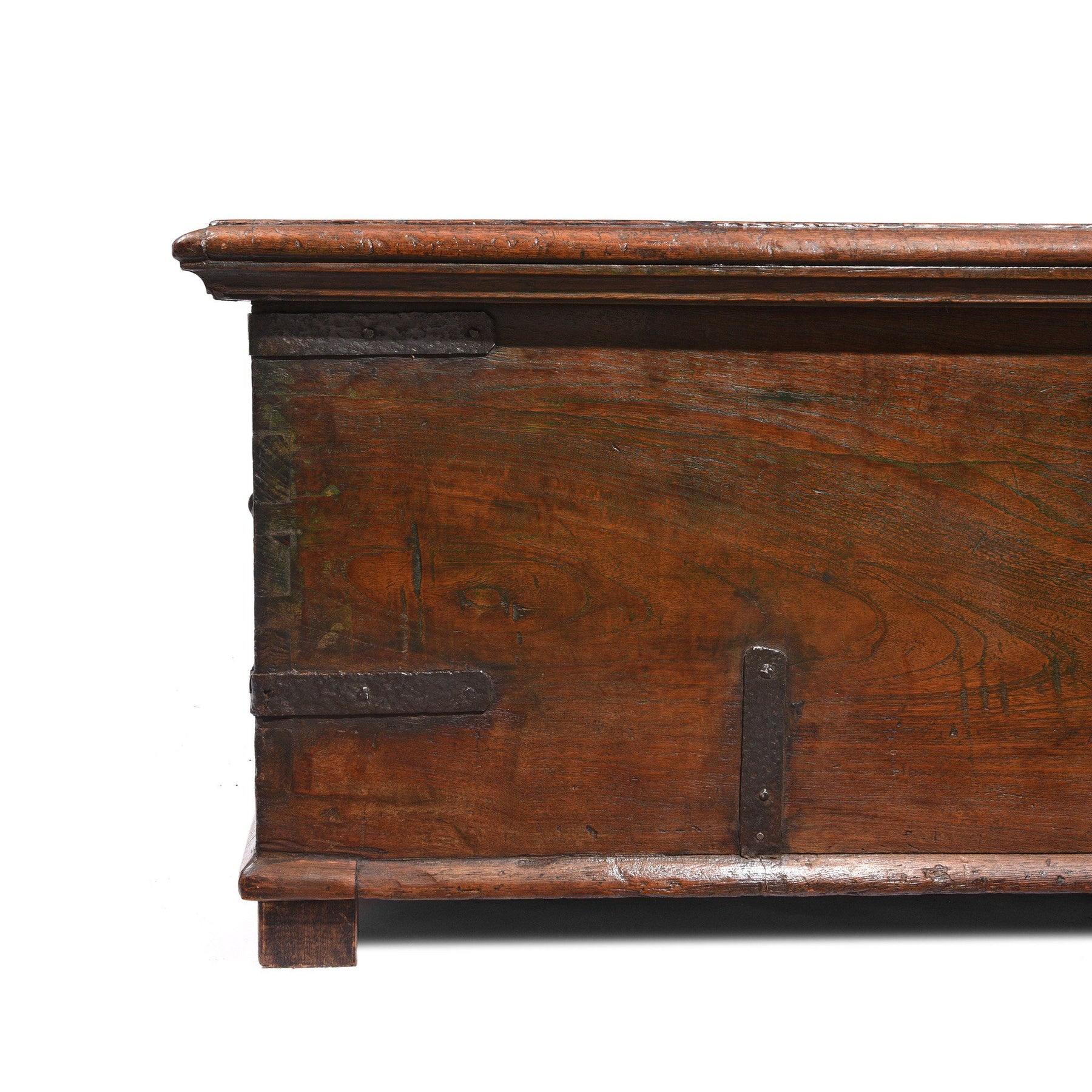 Iron Bound Teak Chest From Gujarat - 19thC