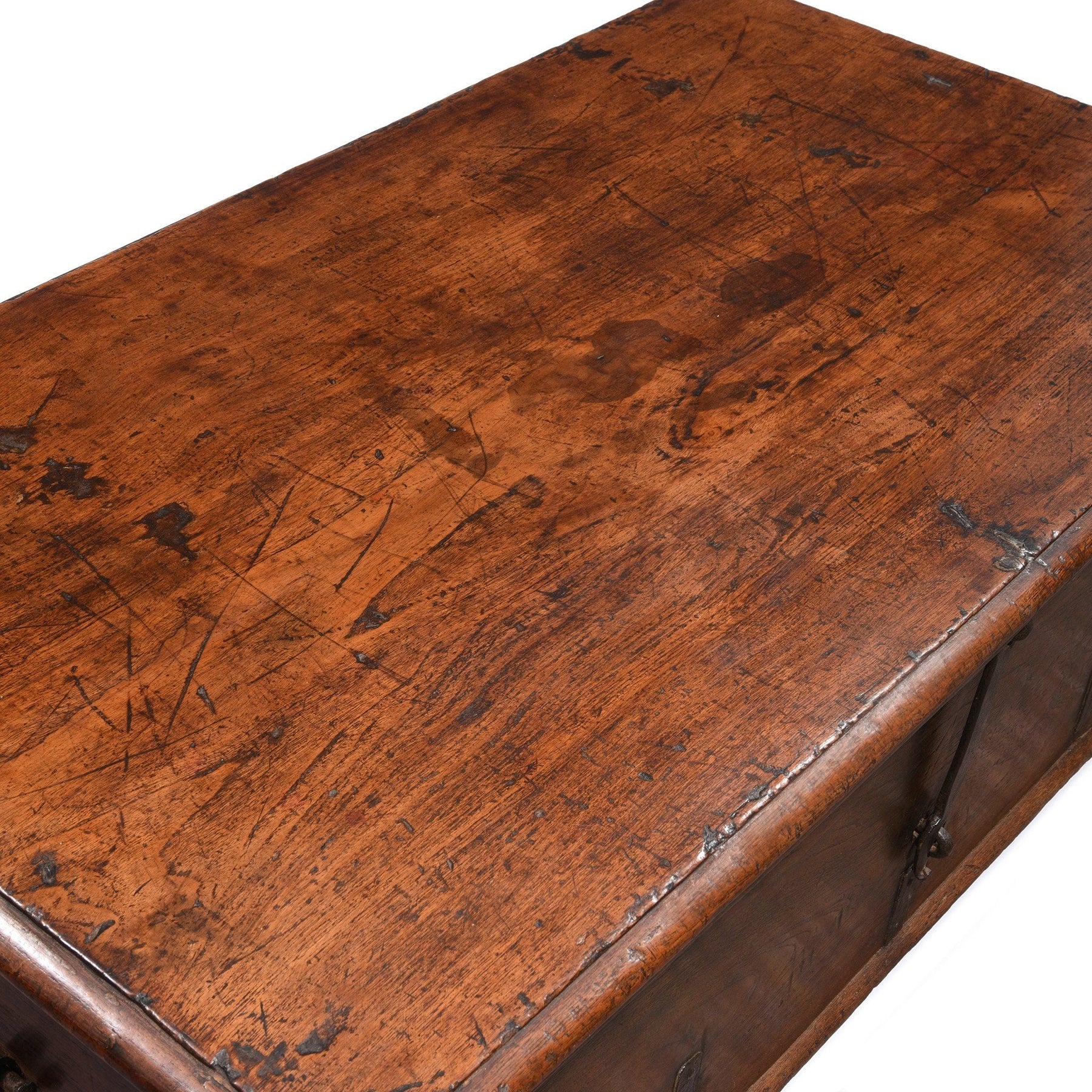 Iron Bound Teak Chest From Gujarat - 19thC