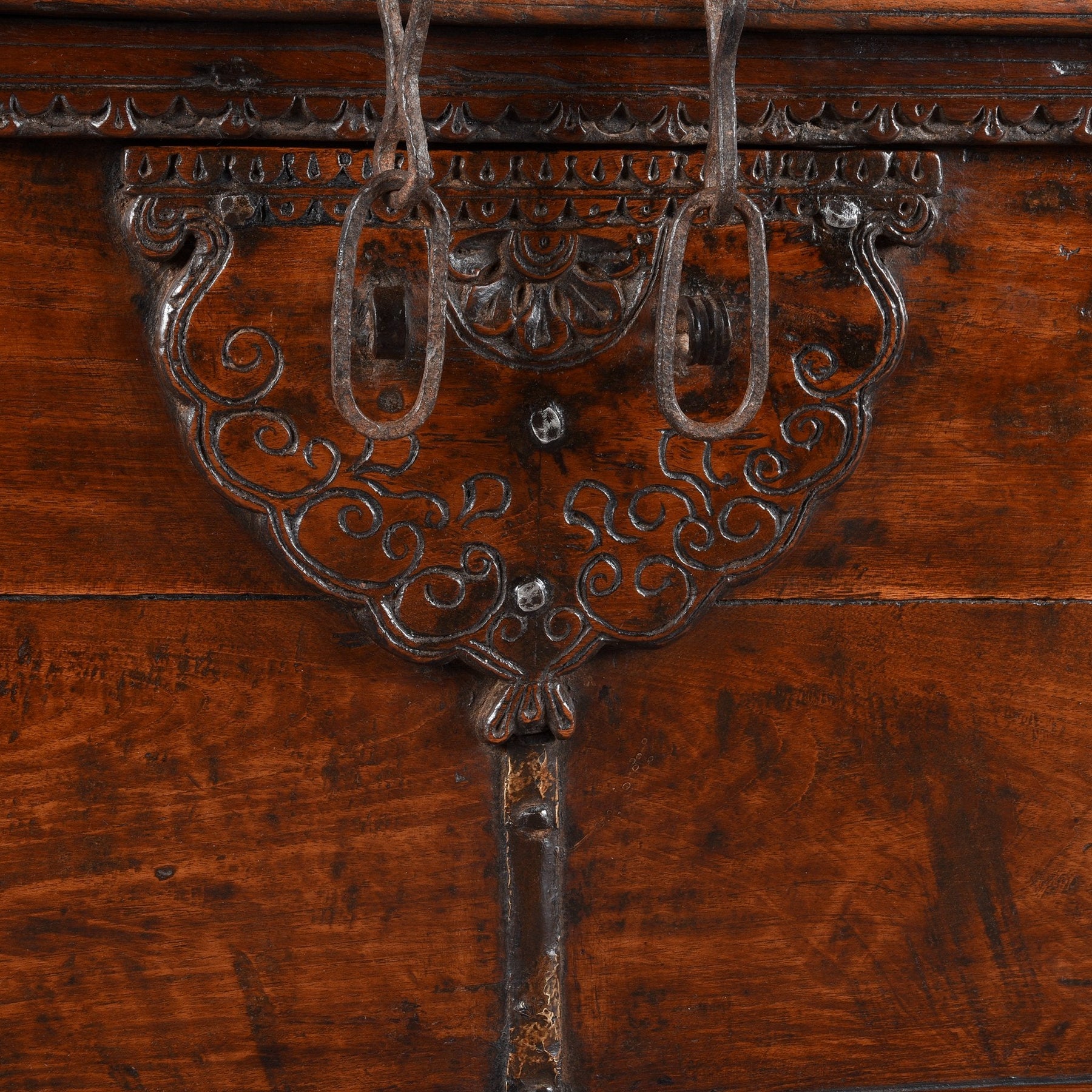 Iron Bound Teak Chest From Saurashtra - 19thC