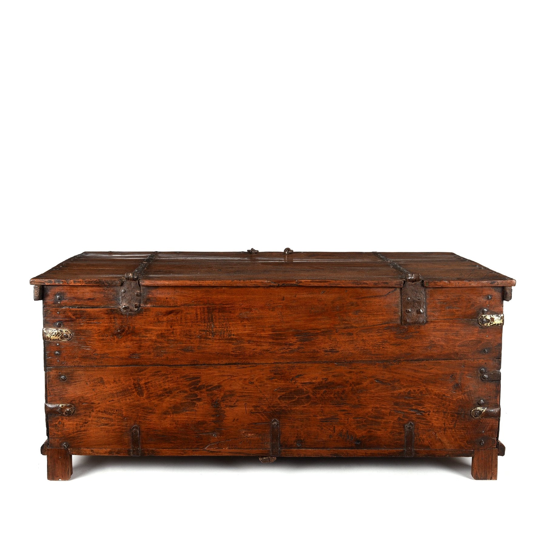 Iron Bound Teak Chest From Saurashtra - 19thC