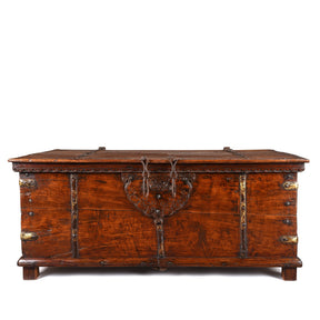 Iron Bound Teak Chest From Saurashtra - 19thC