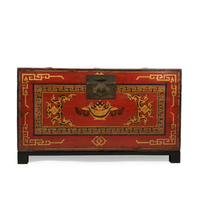 Mongolian Painted Chest From Gansu - 19thC
