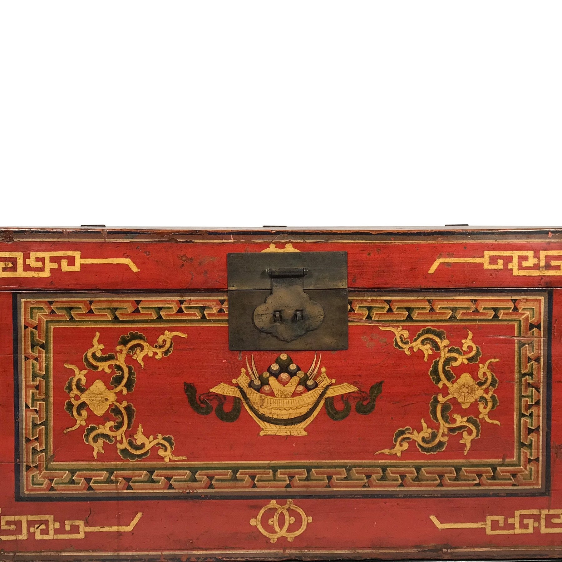 Mongolian Painted Chest From Gansu - 19thC