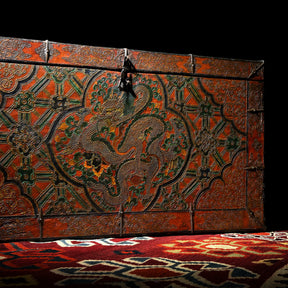 Old Painted Tibetan Chest With Later Painting - 19thC