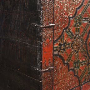 Old Painted Tibetan Chest With Later Painting - 19thC