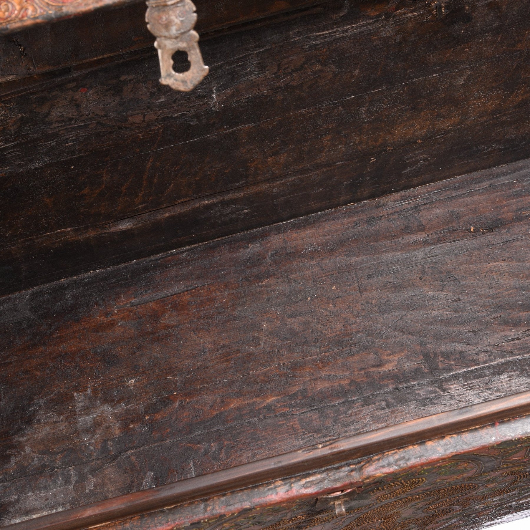 Old Painted Tibetan Chest With Later Painting - 19thC