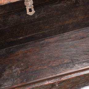 Old Painted Tibetan Chest With Later Painting - 19thC